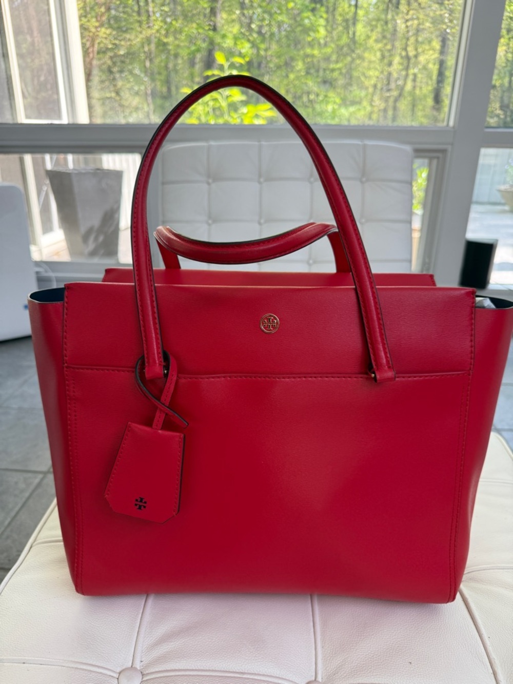 Tory Burch Vibrant Red Leather Tote with Top Handles - New w/out tags & box